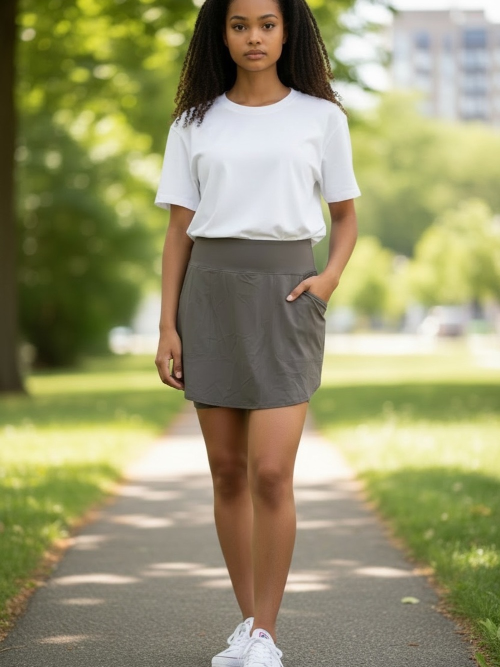 Everyday Stretch Pocket Skort — Gray